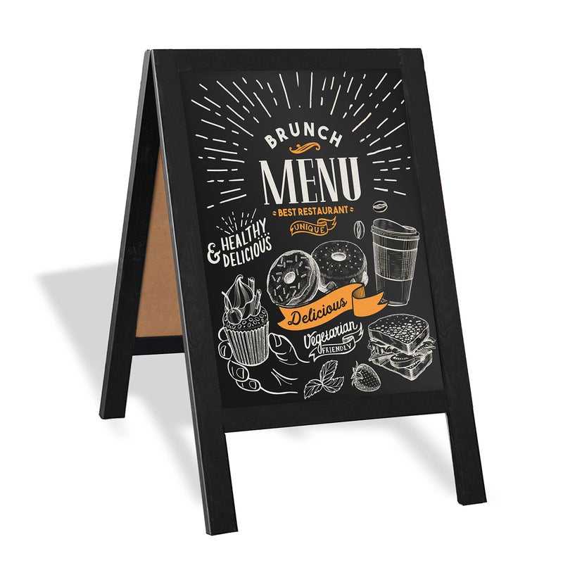 Ilyapa Wooden A-Frame Sign with Eraser & Chalk - 21 x 30 Inches Magnetic Sidewalk Chalkboard â€“ Black Menu Display for Restaurant, Business or Wedding - Image 1